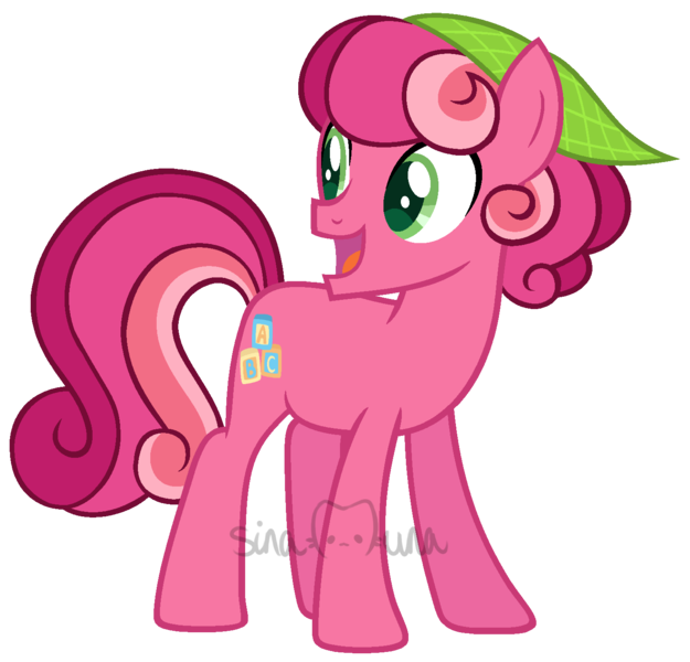 Size: 1441x1384 | Tagged: safe, artist:sinamuna, derpibooru import, oc, unofficial characters only, earth pony, pony, au:mewverse next gen, bandana, base used, curly hair, cutie mark, green eyes, happy, headkerchief, image, male, next generation, parent:cheerilee, parent:pinkie pie, pink hair, png, solo, stallion