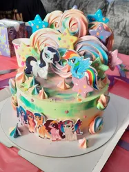 Size: 1613x2160 | Tagged: safe, derpibooru import, rainbow dash, rarity, earth pony, pegasus, pony, unicorn, cake, food, image, irl, jpeg, photo, plate, solo