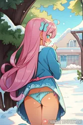 Size: 512x768 | Tagged: suggestive, ai content, derpibooru import, machine learning generated, fluttershy, human, equestria girls, clothes, g4, image, panties, png, prompter:marinette-du-pain-cheng, solo, underwear