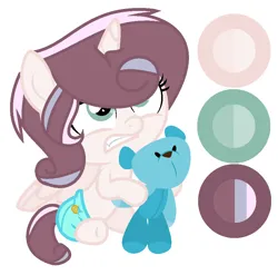Size: 912x900 | Tagged: safe, artist:katnekobase, artist:thunderspeedyt, derpibooru import, oc, oc:chryssa, unofficial characters only, alicorn, pony, baby, baby pony, base used, female, filly, foal, g4, image, offspring, parent:pound cake, parent:princess flurry heart, parents:poundflurry, plushie, png, simple background, teddy bear, white background