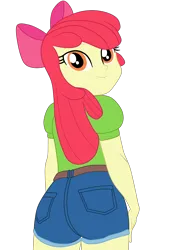 Size: 2183x3218 | Tagged: suggestive, artist:gmaplay, derpibooru import, apple bloom, equestria girls, ass, bloom butt, butt, g4, image, looking back, older, older apple bloom, png, simple background, solo, transparent background