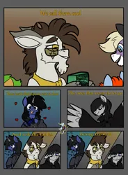 Size: 1279x1734 | Tagged: safe, artist:brainiac, derpibooru import, oc, oc:brush stroke, oc:gote, oc:nightingale, goat, pegasus, pony, unicorn, comic:standing outside the fire, based on a song, comic, female, garth brooks, image, male, mare, png, song reference, stallion
