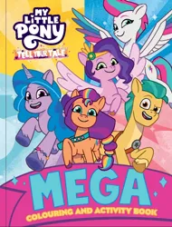 Size: 824x1082 | Tagged: safe, derpibooru import, official, hitch trailblazer, izzy moonbow, pipp petals, sunny starscout, zipp storm, earth pony, pegasus, unicorn, g5, my little pony: tell your tale, 2d, activity book, australia, book, coloring book, flying, image, jpeg, looking at you, merchandise, smiling, smiling at you, target