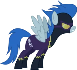 Size: 934x856 | Tagged: safe, artist:ponyfan4, derpibooru import, nightshade, pegasus, pony, female, goggles, gritted teeth, image, mare, png, shadowbolts, shadowbolts uniform, solo, solo female, spread wings, teeth, vector, wings
