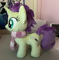 Size: 2036x2048 | Tagged: safe, artist:lilmoon, derpibooru import, oc, oc:sky spark, unofficial characters only, pony, unicorn, clothes, commission, image, jpeg, photo, plushie, scarf