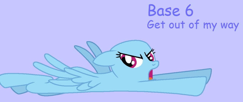 Size: 1277x538 | Tagged: safe, artist:howardthebrony38, ponerpics import, pegasus, pony, griffon the brush off, season 1, angry, bald, base, female, flying, frown, g4, image, lavender background, mare, ms paint, narrowed eyes, png, purple text, simple background, solo, talking, text, trace