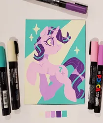 Size: 1648x1965 | Tagged: safe, artist:dandy, derpibooru import, starlight glimmer, pony, unicorn, acrylic painting, female, g4, horn, image, jpeg, limited palette, solo, traditional art