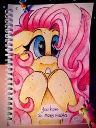 Size: 510x680 | Tagged: safe, artist:yumkandie, derpibooru import, fluttershy, rainbow dash, pegasus, pony, blushing, eyebrows, female, figurine, floppy ears, flutterdash, freckles, freckleshy, g4, heart, heart eyes, image, jpeg, lesbian, looking at you, pencil drawing, shipping, surprised, traditional art, wingding eyes