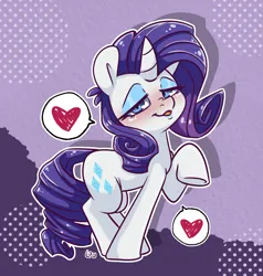 Size: 1804x1896 | Tagged: safe, artist:lou, derpibooru import, rarity, pony, unicorn, bedroom eyes, eyeshadow, female, g4, heart, image, lidded eyes, looking at you, makeup, mare, png, raised hoof, solo, speech bubble