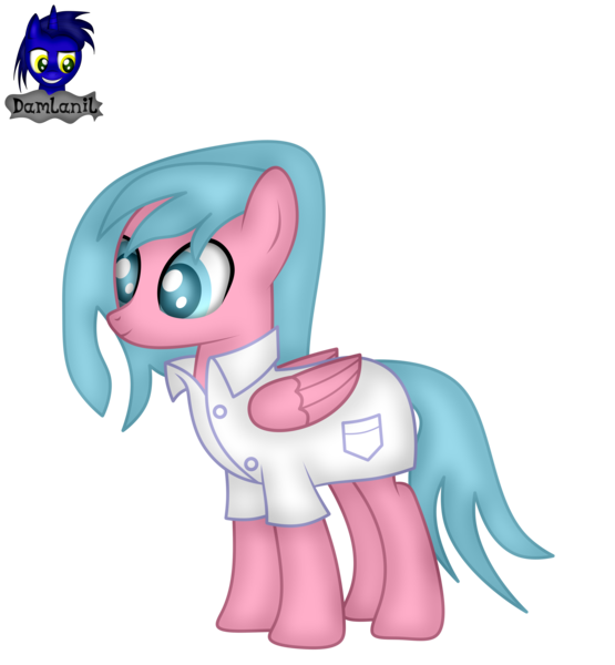 Size: 3840x4154 | Tagged: safe, artist:damlanil, derpibooru import, oc, oc:pixel, pegasus, pony, clothes, commission, image, lab coat, male, png, show accurate, simple background, solo, stallion, standing, transgender, transparent background, vector, wings