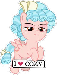 Size: 3098x4101 | Tagged: safe, artist:sollace, derpibooru import, cozy glow, pegasus, pony, frenemies (episode), .svg available, bow, caption, female, filly, flying, foal, hair bow, image, looking at you, looking down, looking down at you, outline, pathetic, png, simple background, smiling, smirk, solo, sticker, text, transparent background, vector, white outline
