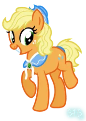 Size: 383x538 | Tagged: safe, artist:baconforbreakfast426, derpibooru import, applejack, earth pony, g4, hat, image, pinkie pie's cutie mark, png, simple background, solo, swapped cutie marks, transparent background, wrong cutie mark
