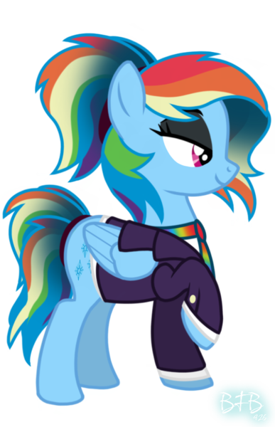 Size: 566x878 | Tagged: safe, artist:baconforbreakfast426, derpibooru import, rainbow dash, pegasus, eyeshadow, g4, image, makeup, png, ponytail, rainbow dash always dresses in style, rarity's cutie mark, solo, swapped cutie marks, wrong cutie mark