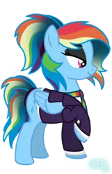 Size: 566x878 | Tagged: safe, artist:baconforbreakfast426, derpibooru import, rainbow dash, pegasus, eyeshadow, g4, image, makeup, png, ponytail, rainbow dash always dresses in style, rarity's cutie mark, solo, swapped cutie marks, wrong cutie mark