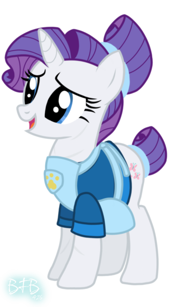 Size: 671x1190 | Tagged: safe, artist:baconforbreakfast426, derpibooru import, rarity, unicorn, clothes, female, fluttershy's cutie mark, g4, image, png, simple background, solo, swapped cutie marks, transparent background, vest, wrong cutie mark