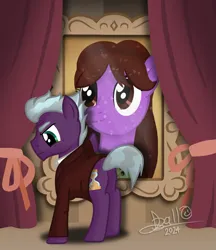 Size: 2683x3104 | Tagged: safe, artist:tidmouthmilk12, derpibooru import, doctor whooves, time turner, ponified, earth pony, pony, clara oswald, clothes, crossover, curtains, doctor who, eyebrows, g4, heaven sent, high res, image, jacket, painting, png, sad