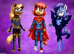 Size: 3071x2249 | Tagged: safe, artist:anibaruthecat, derpibooru import, nightmare moon, rarity, anthro, big cat, lion, plantigrade anthro, pony, unguligrade anthro, unicorn, wolf, clothes, cosplay, costume, crossover, female, filly, filly rarity, halloween, halloween costume, high res, holiday, image, old art, png, sonic the hedgehog (series), whisper the wolf, younger