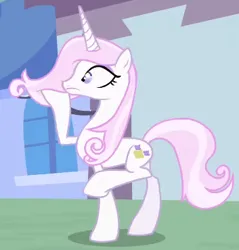 Size: 353x370 | Tagged: safe, derpibooru import, screencap, fleur-de-lis, pony, unicorn, season 2, sweet and elite, cropped, female, g4, image, mare, png, raised hoof, shocked, shrunken pupils, solo, standing on two hooves