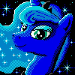 Size: 800x800 | Tagged: safe, artist:dhm, derpibooru import, princess luna, pony, /mlp/, 4chan, image, looking at you, pixel art, pixelcanvas, png, solo, stars