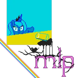Size: 1002x1044 | Tagged: safe, artist:dhm, derpibooru import, princess luna, pony, /mlp/, 4chan, black goo, chocolate, chocolate milk, exploitable meme, female, filly, food, heart, image, looking at you, meme, milk, pixel art, pixelcanvas, png, rainbow, solo, spill, spilled drink, spilled milk, void, woona, younger