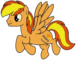 Size: 524x412 | Tagged: safe, artist:noi kincade, derpibooru import, oc, oc:firey ratchet, unofficial characters only, pegasus, pony, flying, g4, hat, image, male, png, simple background, smiling, solo, stallion, transparent background