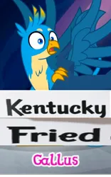 Size: 560x895 | Tagged: safe, derpibooru import, editor:horsesplease, gallus, caption, expand dong, exploitable meme, gallus the rooster, gallusposting, image, image macro, kfc, meme, png, text, that griffon sure does love kfc