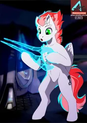 Size: 777x1100 | Tagged: safe, artist:arctic-fox, derpibooru import, oc, oc:swift apex, unofficial characters only, pegasus, pony, energy sword, halo (series), image, jpeg, pegasus oc, solo, weapon, wings