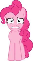 Size: 1024x1903 | Tagged: safe, artist:xigger, derpibooru import, pinkie pie, earth pony, pony, female, g4, gritted teeth, image, looking at you, mare, png, scared, shrunken pupils, solo, solo female, teeth, vector