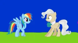 Size: 1080x599 | Tagged: safe, screencap, mayor mare, rainbow dash, earth pony, pegasus, pony, series:mayor's best friend, series:mlp animation's short films, duo, duo female, female, image, jpeg, scared