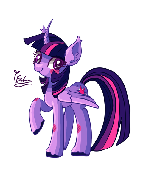 Size: 2400x3000 | Tagged: safe, artist:redlaserartist, derpibooru import, twilight sparkle, twilight sparkle (alicorn), alicorn, pony, blushing, cutie mark eyes, female, g4, horn, image, knee blush, looking at you, mare, png, raised hoof, signature, simple background, smiling, solo, tail, unshorn fetlocks, white background, wingding eyes, wings