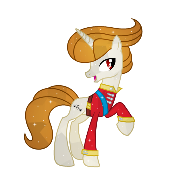 Size: 1525x1495 | Tagged: safe, artist:darbypop1, derpibooru import, oc, oc:royal richie, unofficial characters only, crystal pony, pony, unicorn, clothes, crystallized, image, male, png, simple background, solo, stallion, transparent background, uniform