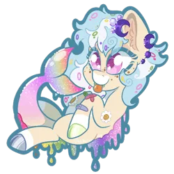 Size: 500x500 | Tagged: safe, artist:mychelle, derpibooru import, oc, oc:slushee, unofficial characters only, pony, augmented, augmented tail, chibi, female, image, mare, png, simple background, solo, tail, tongue out, transparent background