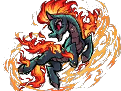 Size: 1476x1110 | Tagged: safe, artist:mane6, derpibooru import, dragon, hybrid, longma, them's fightin' herds, community related, female, fiery wings, image, mane of fire, png, simple background, solo, tail, tail of fire, tianhuo (tfh), transparent background, wings