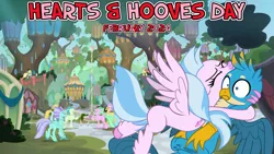 Size: 2063x1161 | Tagged: safe, artist:frownfactory, artist:not-yet-a-brony, derpibooru import, gallus, silverstream, gryphon, hippogriff, 2024, february, glomp, hearts and hooves day, hippogriffia, holiday, hug, image, mount aris, not sure if want, png, song in the description, valentine's day, youtube link in the description