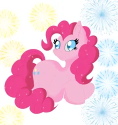 Size: 2140x2266 | Tagged: safe, artist:cinematic-fawn, derpibooru import, pinkie pie, earth pony, cute, diapinkes, female, fireworks, g4, image, png, simple background, solo, white background