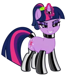 Size: 920x1024 | Tagged: suggestive, ai content, anonymous prompter, edit, machine learning assisted, stable diffusion, twilight sparkle, pony, unicorn, /mlp/ latex requests, alternate hairstyle, choker, clothes, evening gloves, eyeshadow, furrowed brow, generator:pony diffusion v6 xl, gloves, grin, horn, horn ring, image, latex, latex gloves, latex stockings, long gloves, looking at you, makeup, png, ponytail, ring, scrunchie, simple background, smiling, smiling at you, solo, standing, stockings, tail wrap, thigh highs, transparent background, unicorn twilight, vector