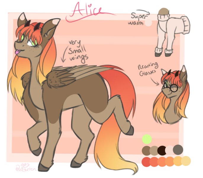 Size: 1024x896 | Tagged: safe, artist:pixelberry, derpibooru import, oc, oc:alice, pegasus, pony, female, glasses, horns, image, mare, png, reference sheet, solo