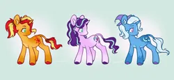 Size: 827x382 | Tagged: safe, artist:anjach, derpibooru import, starlight glimmer, sunset shimmer, trixie, pony, unicorn, alternate design, female, g4, image, jpeg, trio, twitterina design