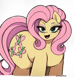 Size: 1933x2001 | Tagged: safe, artist:artmorheart, derpibooru import, fluttershy, earth pony, pegasus, pony, adorasexy, cute, g4, image, large butt, png, sexy, smiling