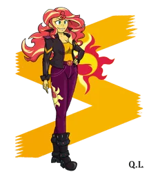 Size: 2412x2798 | Tagged: safe, artist:papyjr13, color edit, derpibooru import, edit, sunset shimmer, human, equestria girls, breasts, cleavage, colored, g4, high res, image, png, simple background, solo, transparent background