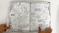 Size: 1280x720 | Tagged: safe, derpibooru import, official, zipp storm, pegasus, g5, my little pony: tell your tale, 2d, adorazipp, book, coloring book, coloring page, cute, cutie mark, flying, image, info, jpeg, looking at you, merchandise, page, photo, profile, smiling, smiling at you, standing