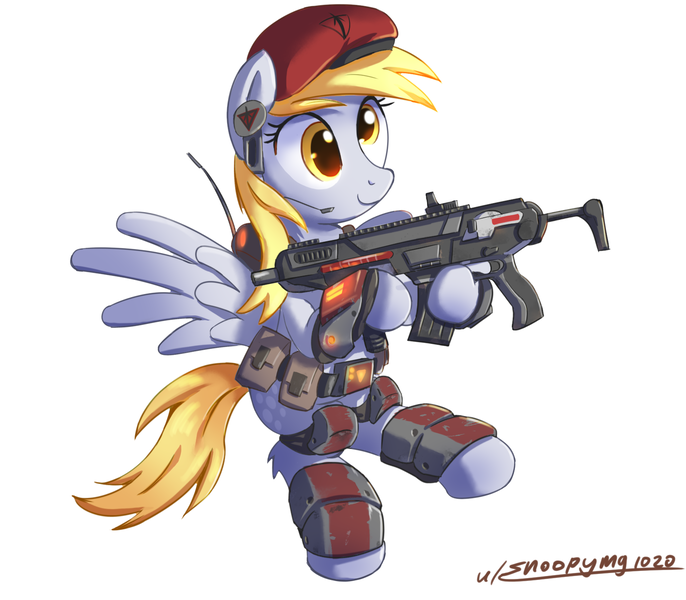 Size: 1600x1400 | Tagged: safe, artist:snoopymg1020, derpibooru import, derpy hooves, pegasus, pony, armor, armored pony, beret, carbine, female, gun, hat, image, mare, military, military pony, planetside, planetside 2, png, simple background, soldier, soldier pony, solo, terran republic, this will end in death, this will end in tears, this will end in tears and/or death, weapon, white background