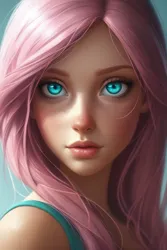 Size: 1024x1536 | Tagged: safe, ai content, derpibooru import, generator:stable cascade, machine learning generated, prompter:pawels, fluttershy, human, bust, female, freckles, g4, gradient background, humanized, image, looking at you, png, portrait, shoulder, solo