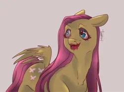 Size: 2011x1500 | Tagged: semi-grimdark, artist:enjoy_mayer, derpibooru import, fluttershy, pegasus, pony, blood, gray background, image, jpeg, simple background, solo