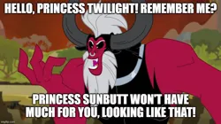 Size: 888x499 | Tagged: safe, derpibooru import, edit, edited screencap, screencap, lord tirek, taur, twilight's kingdom, diesel 10, evil grin, grin, image, implied princess celestia, implied twilight sparkle, jpeg, male, meme, open mouth, open smile, parody, reference, reference in the description, scene parody, smiling, solo, thomas and friends, thomas and the magic railroad, thomas the tank engine