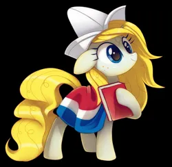 Size: 1024x1000 | Tagged: safe, artist:pepooni, ponerpics import, ponybooru import, oc, ponified, unofficial characters only, pony, book, cap, cute, dutch, dutch cap, flag, hat, image, jpeg, nation ponies, national flag, netherlands, simple background, solo, species swap