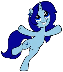Size: 372x422 | Tagged: safe, derpibooru import, oc, oc:moonlight sparkle, unofficial characters only, pony, unicorn, female, g4, image, looking up, png, simple background, smiling, solo, standing, standing on one leg, transparent background