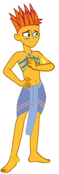 Size: 614x1795 | Tagged: safe, artist:crazybrothersstyler2, derpibooru import, oc, oc:alex seville, unofficial characters only, equestria girls, anklet, barefoot, clothes, feet, image, jewelry, loincloth, male oc, partial nudity, png, simple background, solo, tattoo, topless, transparent background, vector