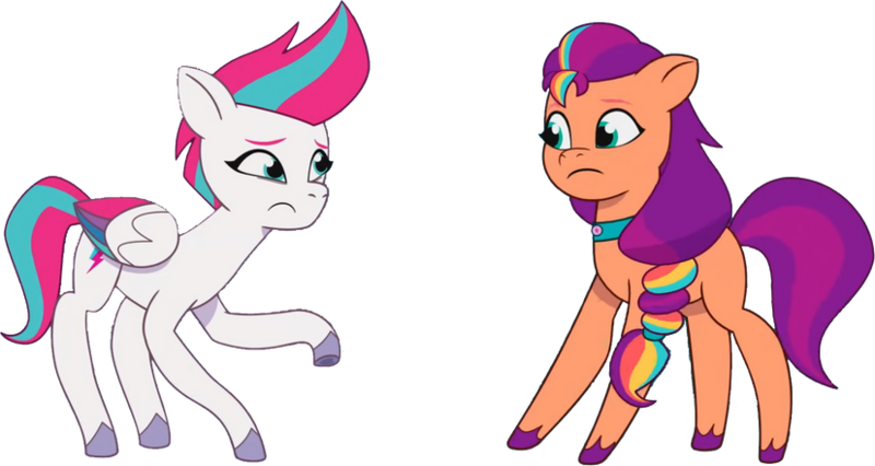 Size: 827x440 | Tagged: episode needed, safe, artist:pascalmulokozi2, derpibooru import, edit, edited screencap, screencap, sunny starscout, zipp storm, earth pony, pegasus, pony, g5, my little pony: tell your tale, spoiler:g5, spoiler:my little pony: tell your tale, duo, duo female, female, image, not a vector, png, simple background, transparent background