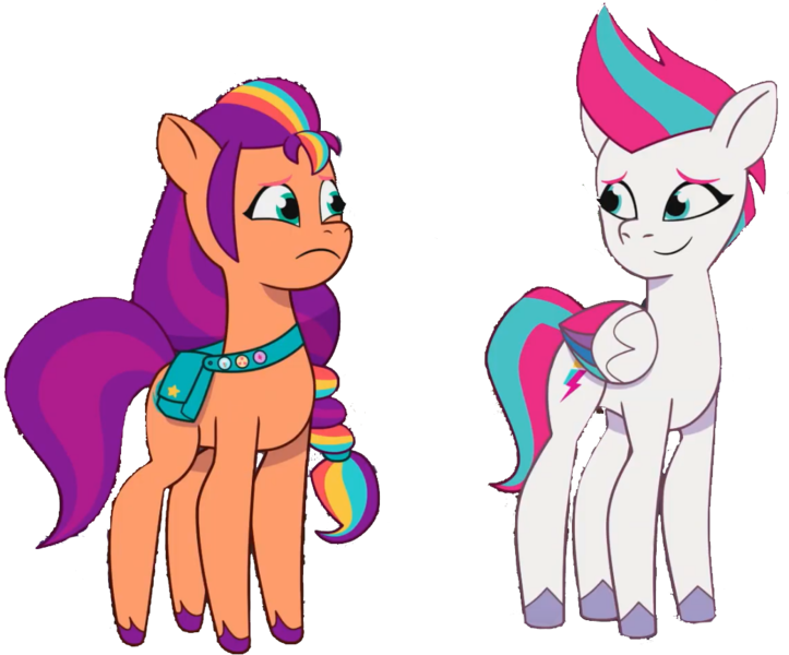 Size: 1043x866 | Tagged: safe, artist:pascalmulokozi2, derpibooru import, edit, edited screencap, screencap, sunny starscout, zipp storm, earth pony, pegasus, pony, g5, my little pony: tell your tale, duo, duo female, female, image, not a vector, png, simple background, transparent background